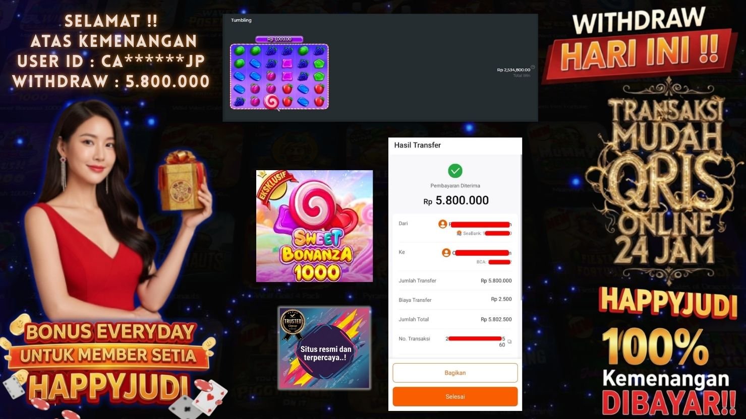 HAPPYJUDI JACKPOT SLOT SWEET BONANZA 1000
